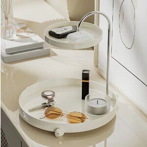 NWT 1pc 2-Tier Round Plastic Organizer Tray - White